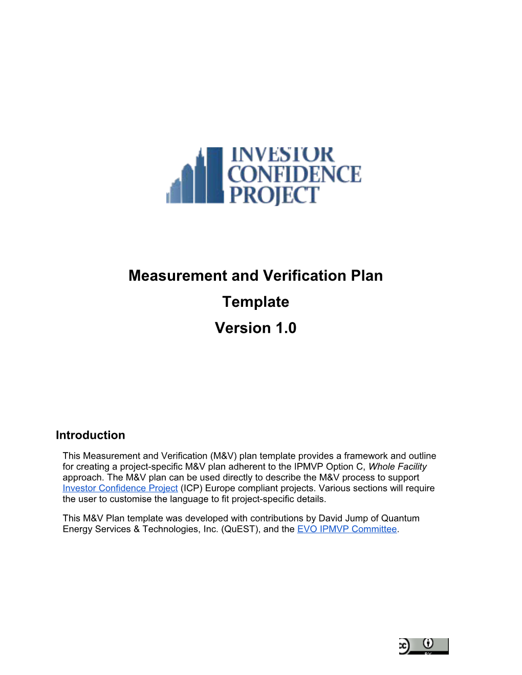 Measurement and Verification Plan