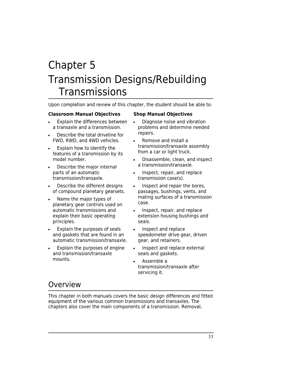 Transmission Designs/Rebuilding Transmissions