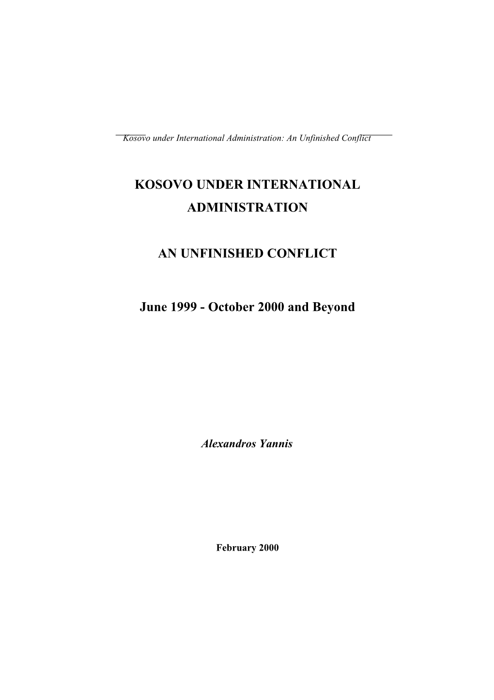 The International Presence in Kosovo and Regional Security