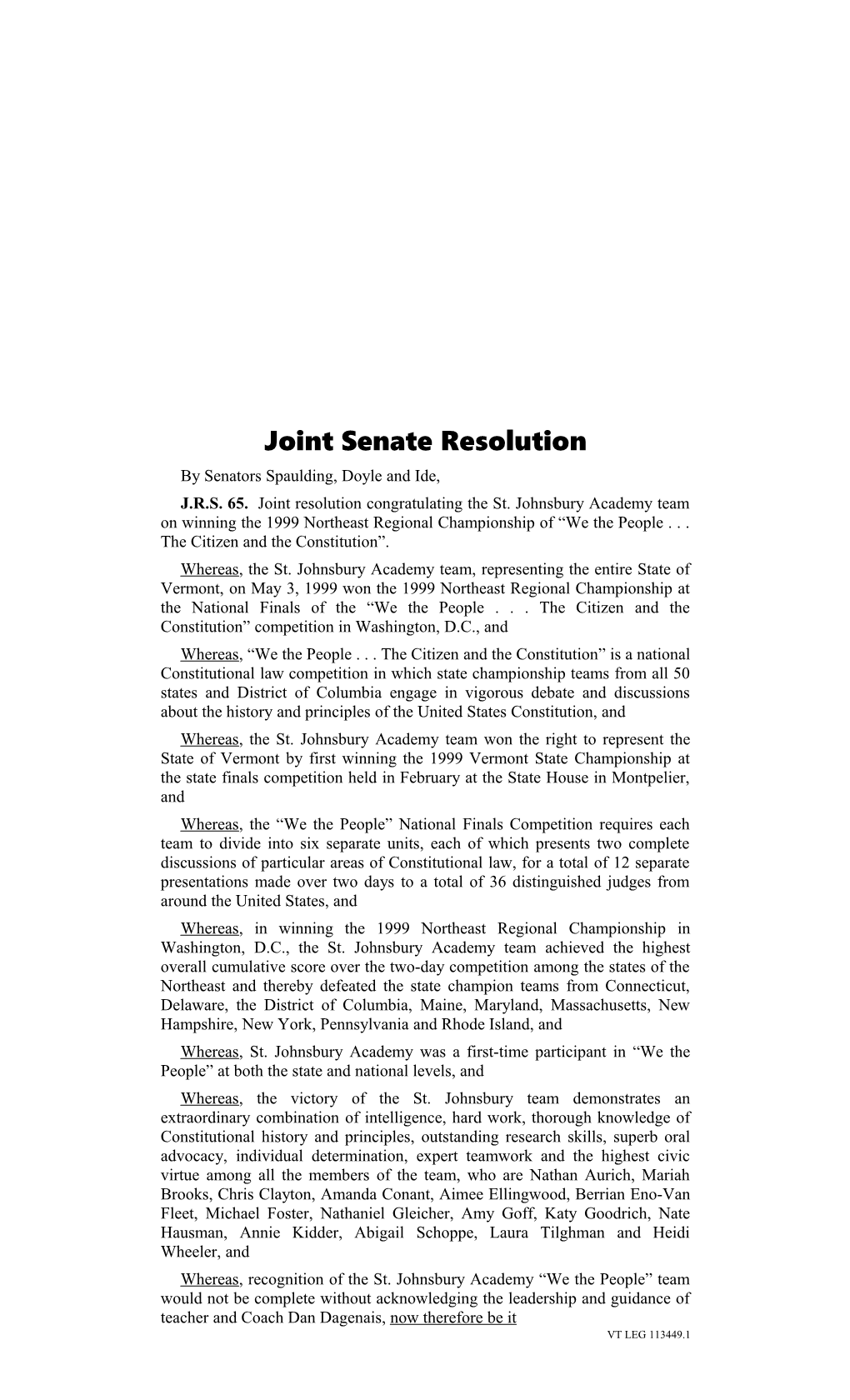 Joint Senate Resolution