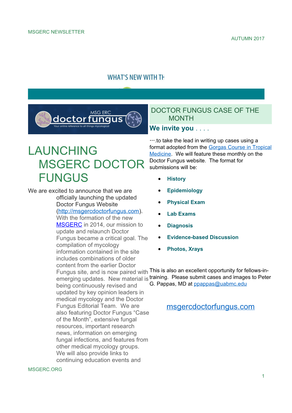 Launching MSGERC Doctor Fungus