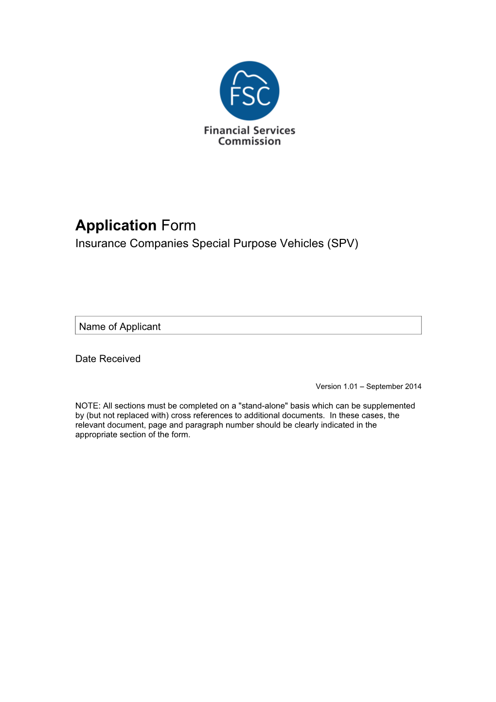 Application Form for a Special Purpose Vehicle (SPV)