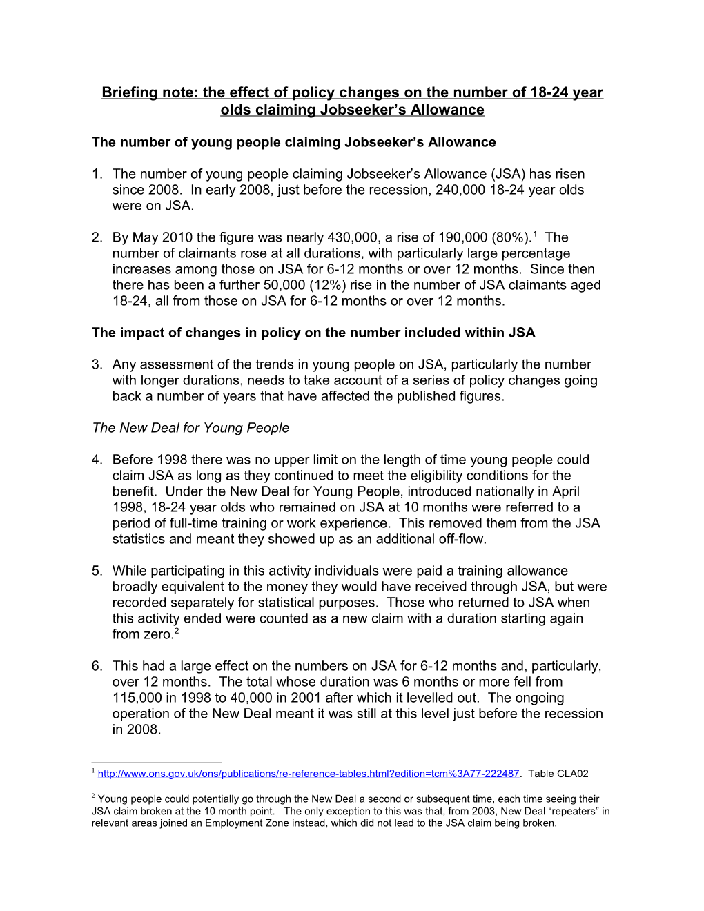 Trends in the Number of 18-24 Year Olds Claiming Jobseeker S Allowance