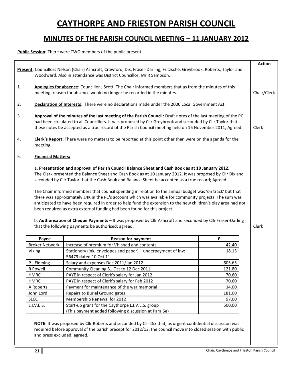 Caythorpe Parish Council