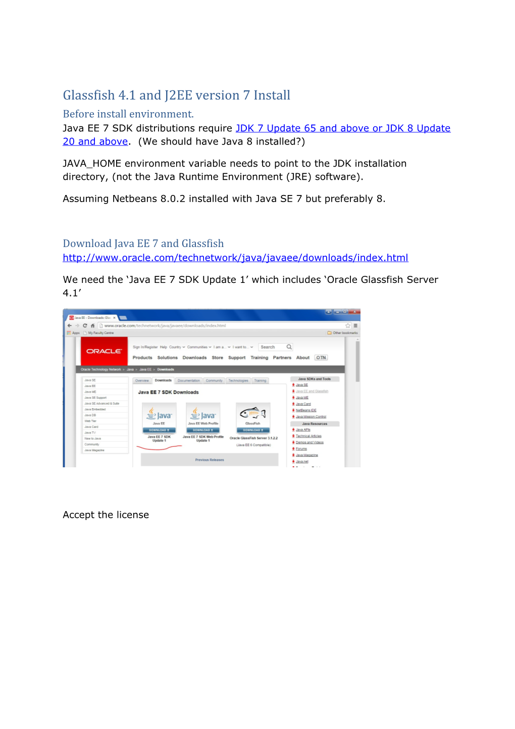 Glassfish 4.1 and J2EE Version 7 Install