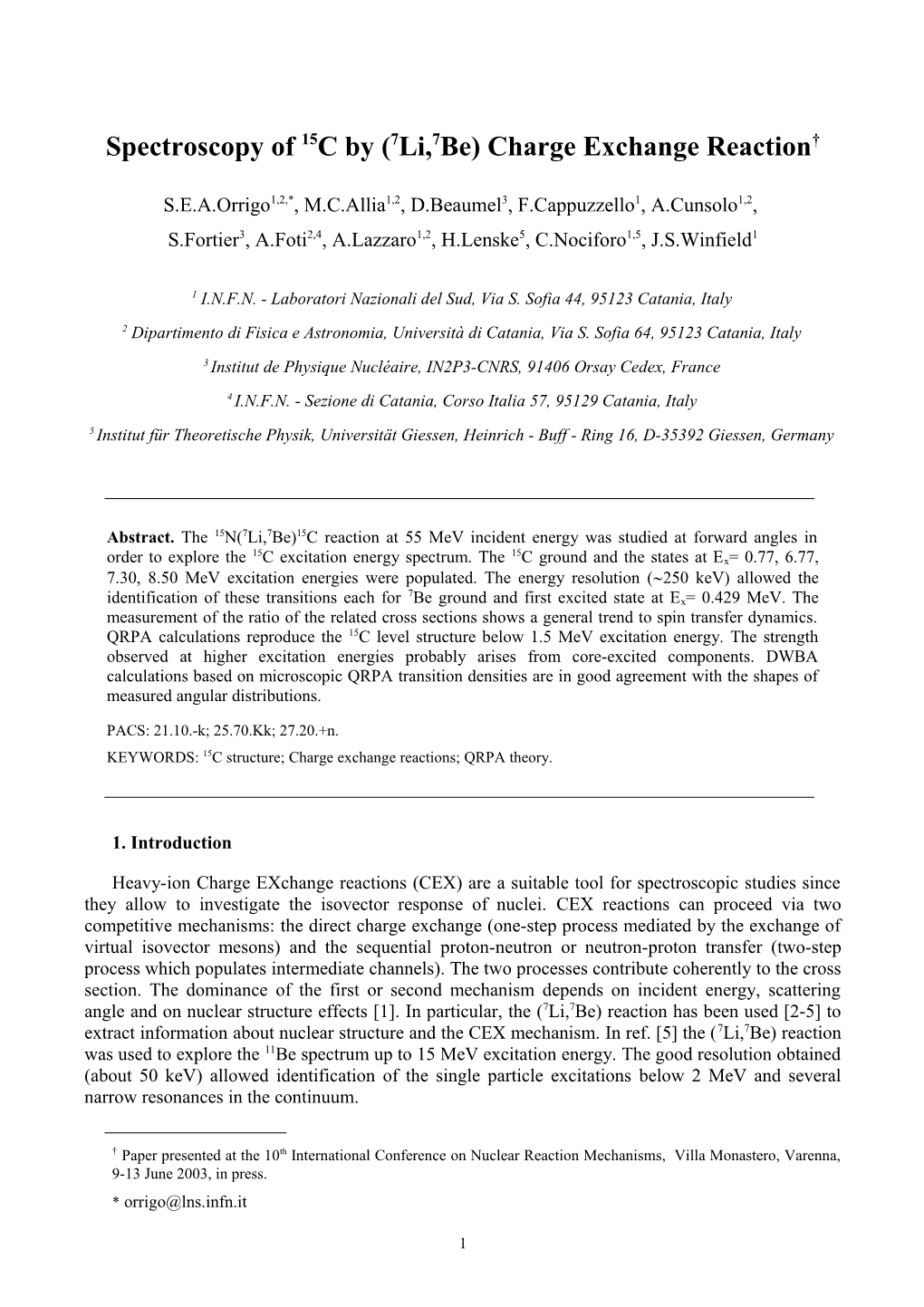 Spectroscopy of 15C by (7Li,7Be) Charge Exchange