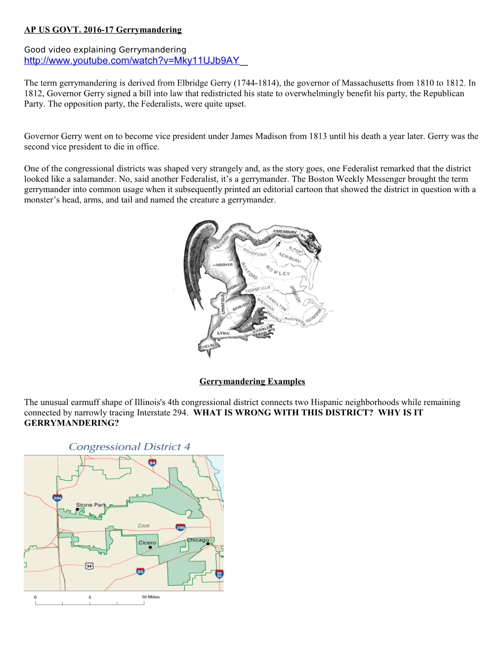 AP US GOVT. 2016-17 Gerrymandering