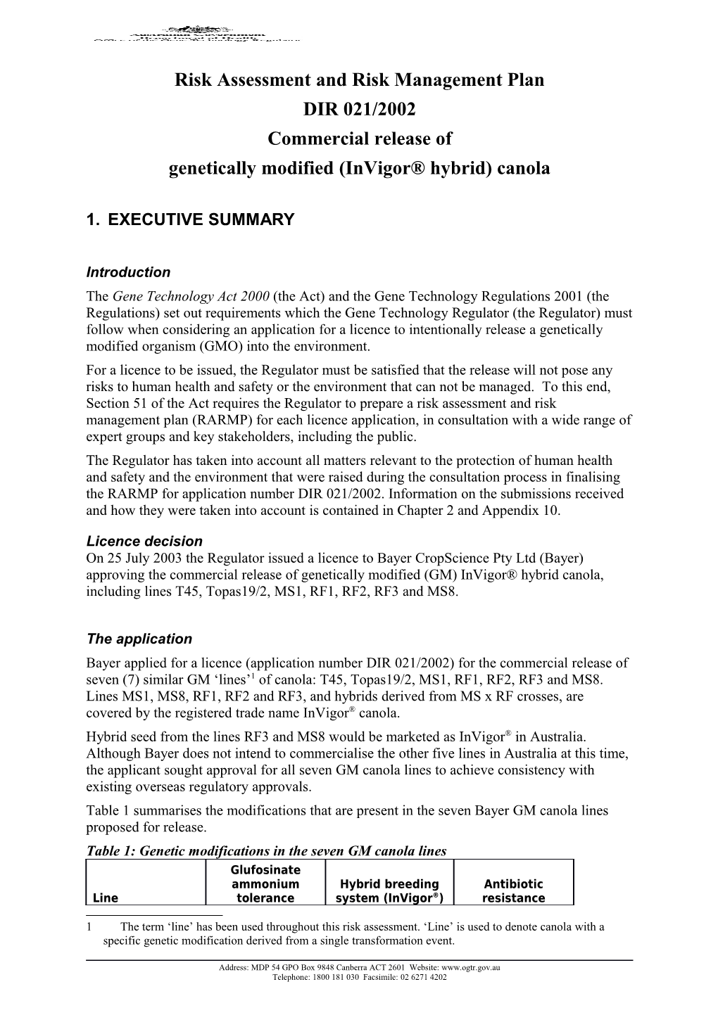 Risk Assessment and Risk Management Plan