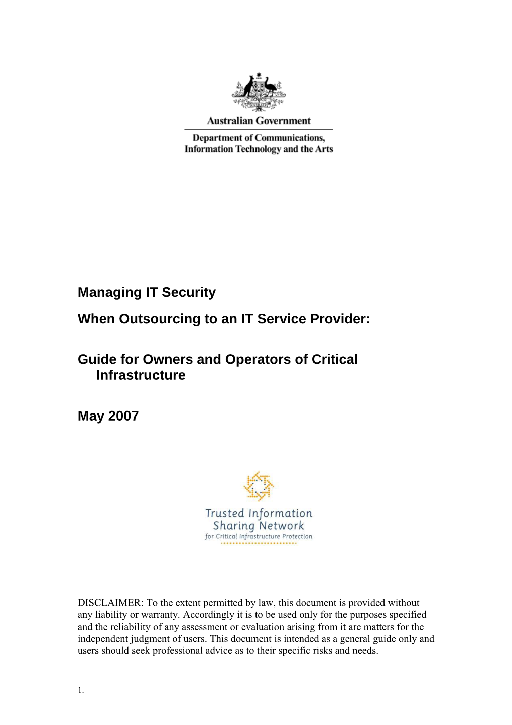 Managing IT Security When Outsourcing to an IT Service Provider Guide for Owners and Operators