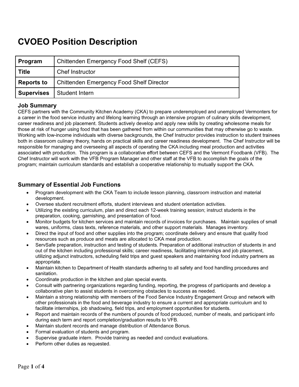 CVOEO Position Description