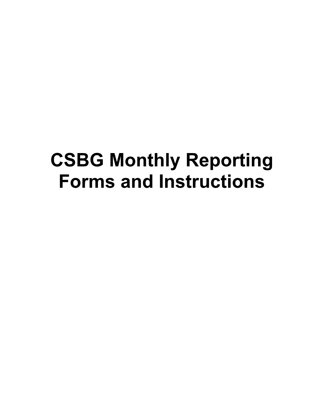 CSBG Monthly Performance Report Instructions