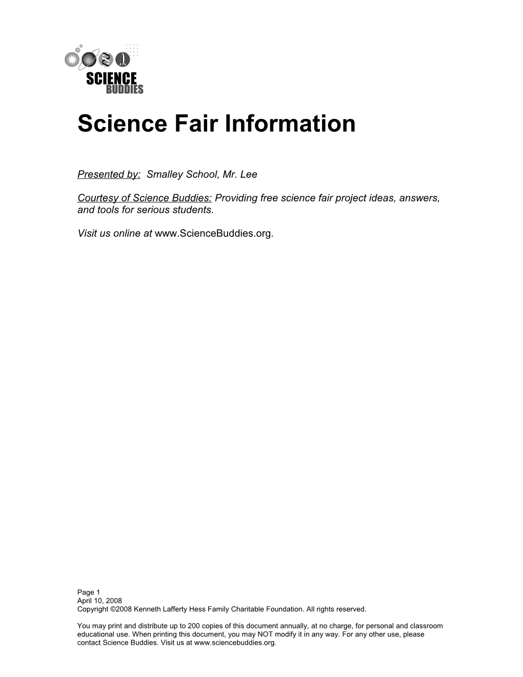 Science Fair Information