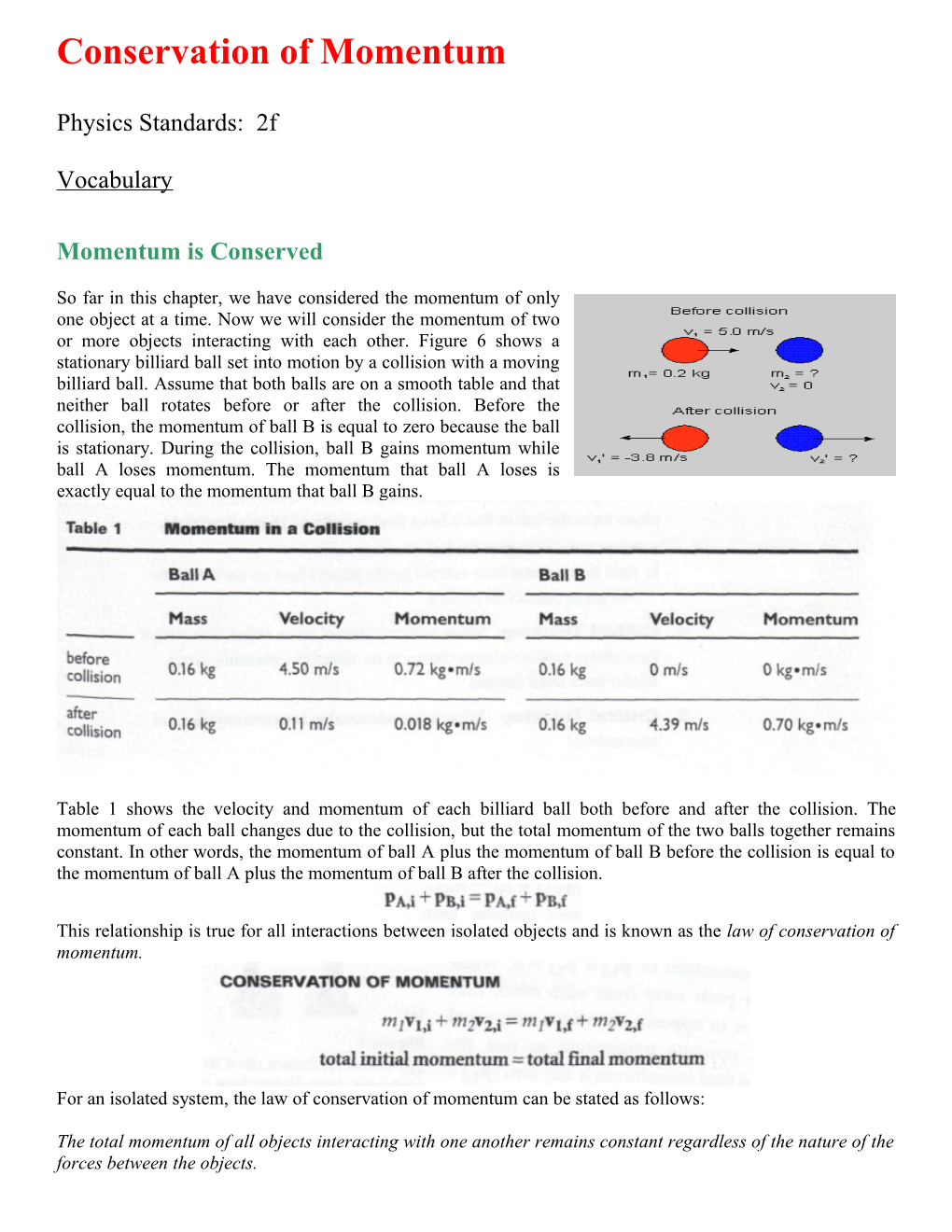 Conservation of Momentum s1