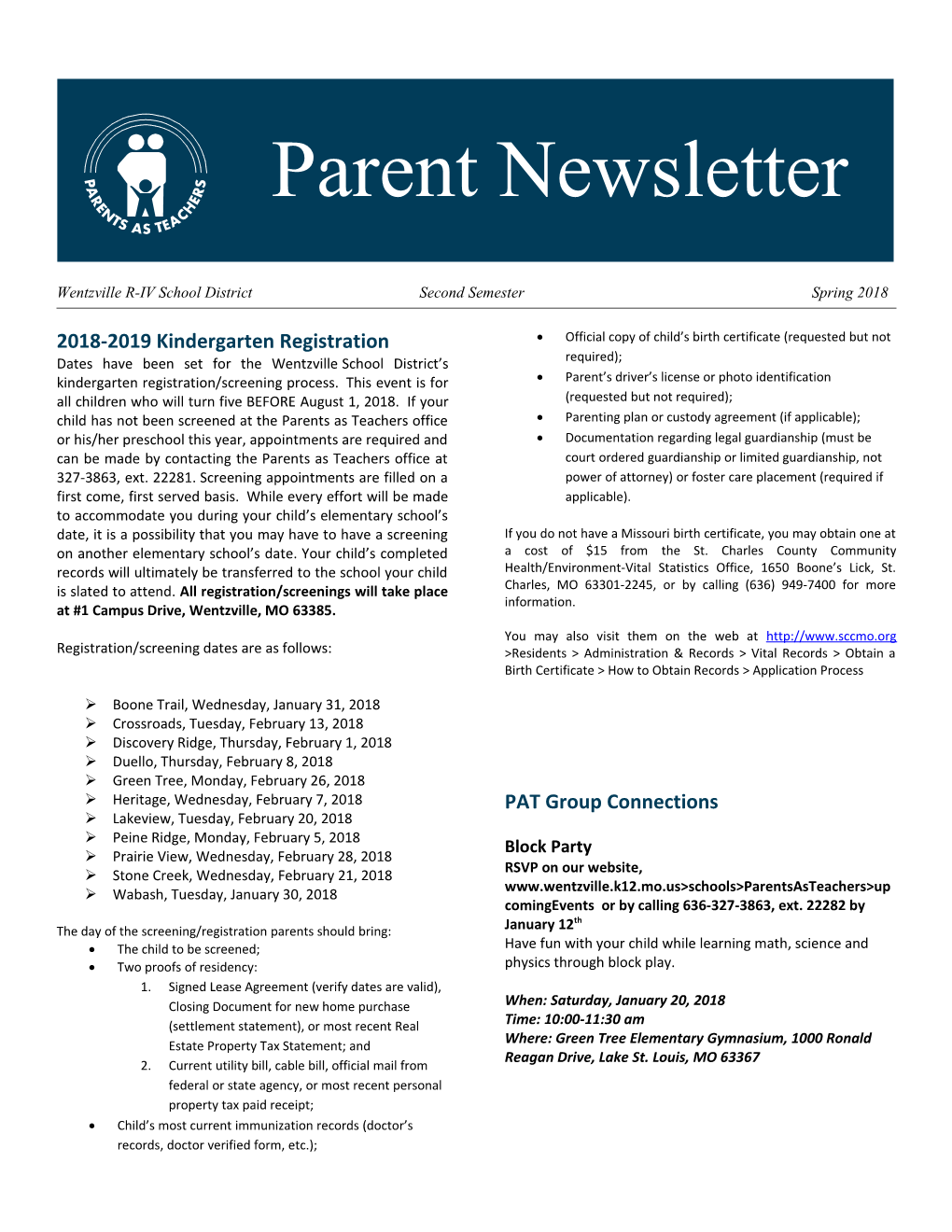 Wentzville R-IV School District Parents As Teachers