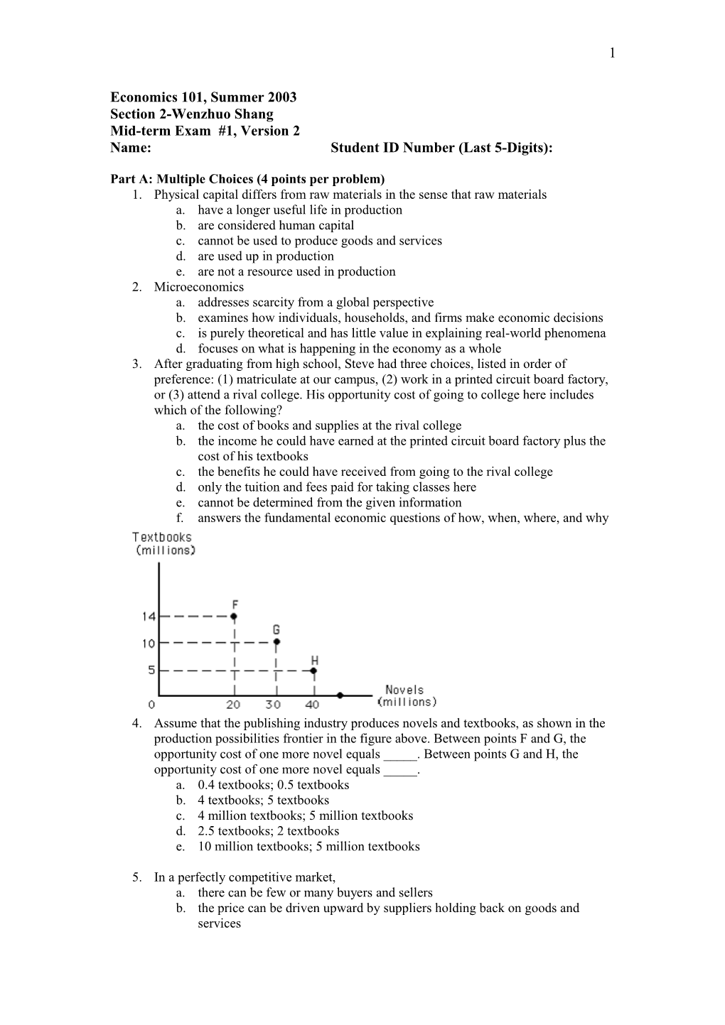 Economics 101, Summer 2003