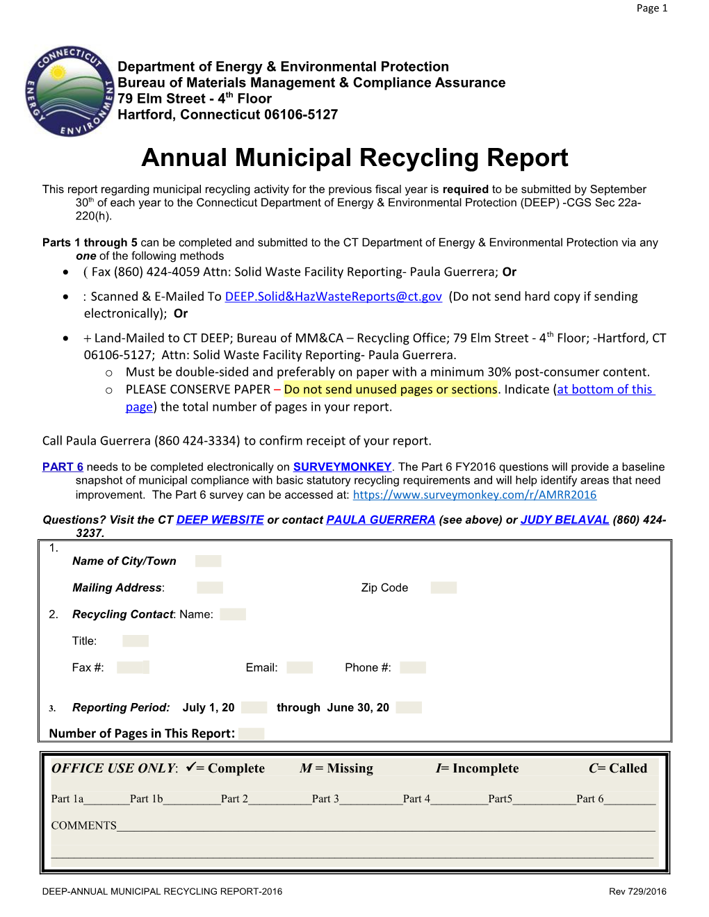 Annual Municipal Recycling Report