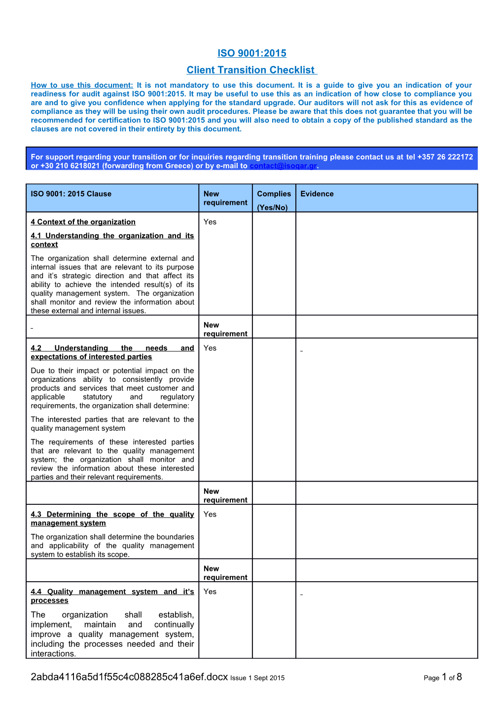 Client Transition Checklist