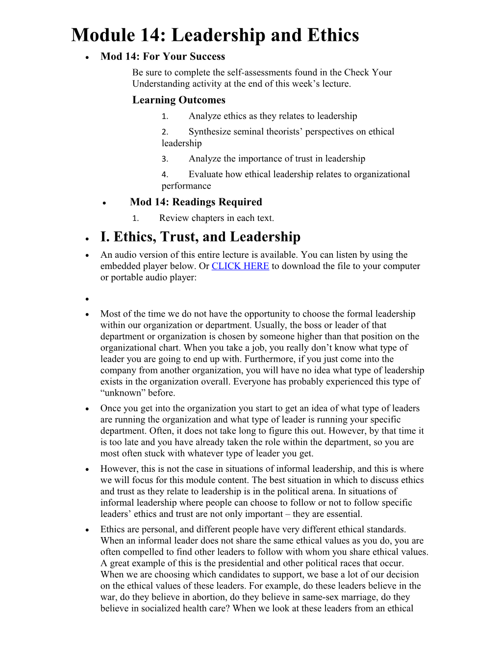 Module 14: Leadership and Ethics