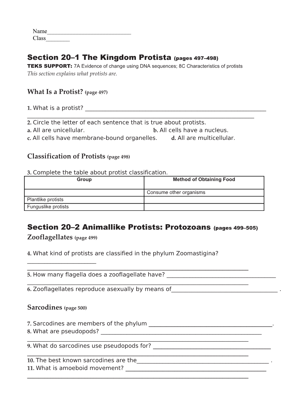 Section 20 1 the Kingdom Protista (Pages 497 498)