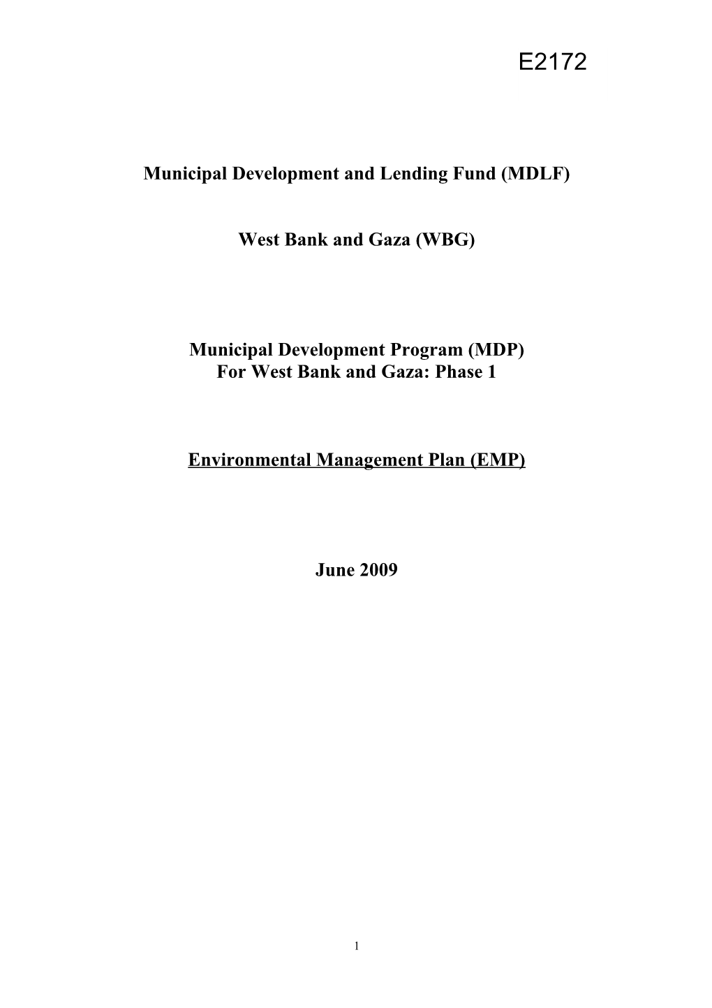 Municipal Development and Lending Fund (MDLF)