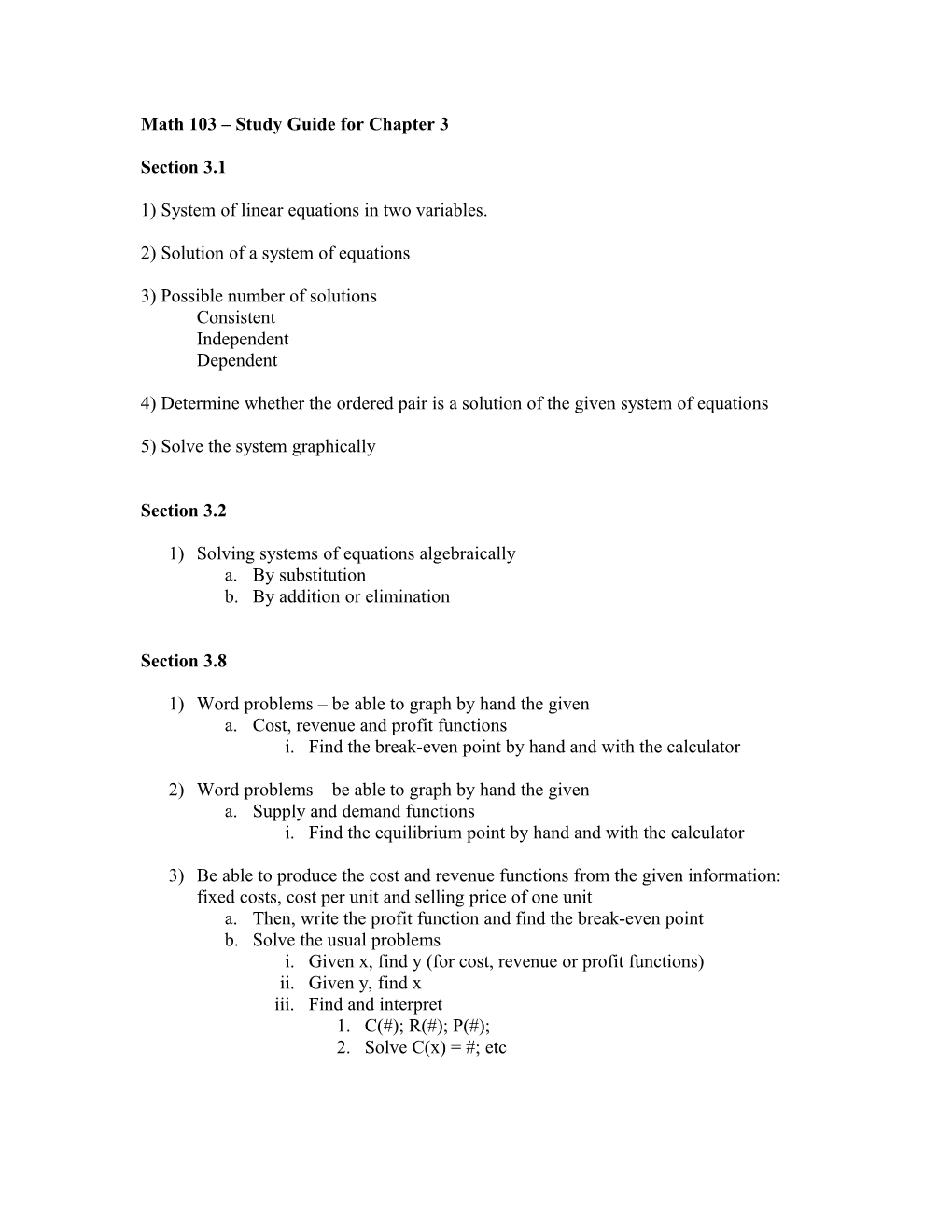 Math 103 Study Guide for Chapter 3