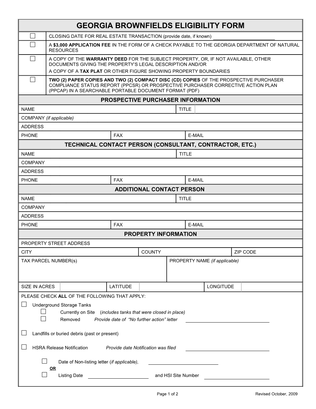 Prospective Purchaser and Property Eligibility Form