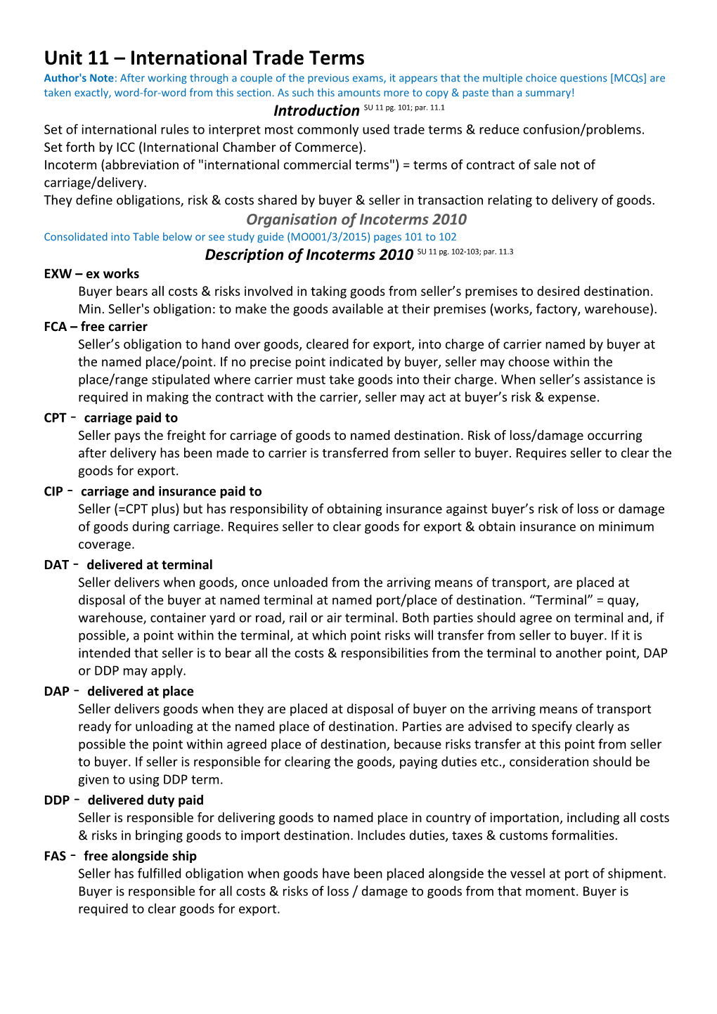 Unit 11 International Trade Terms