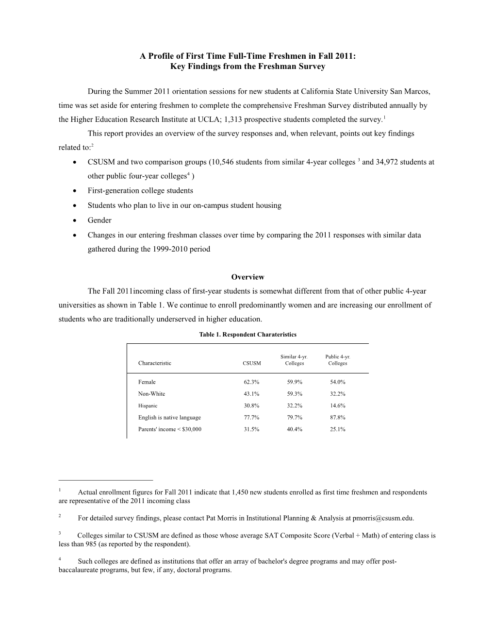 Fall 2006 CIRP Freshman Survey- Overview