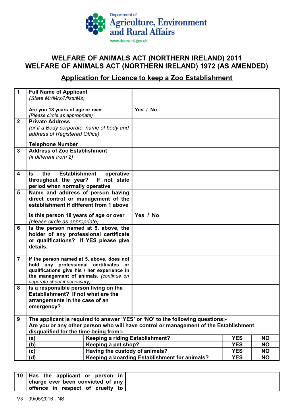 Welfare of Animals Act (Northern Ireland) 2011