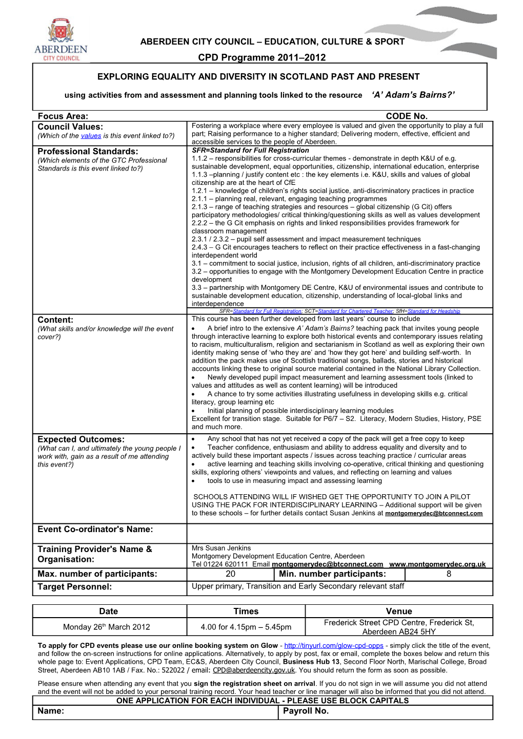 Employee Development (CPD Schools) - Course Descriptor