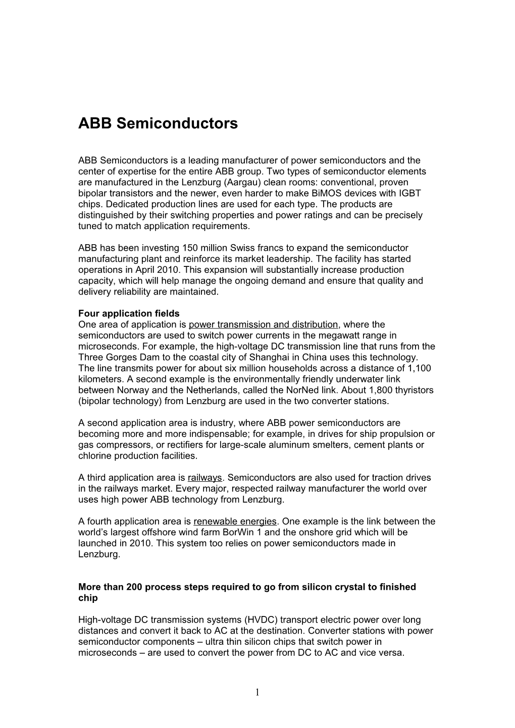 ABB Semiconductors, Lenzburg