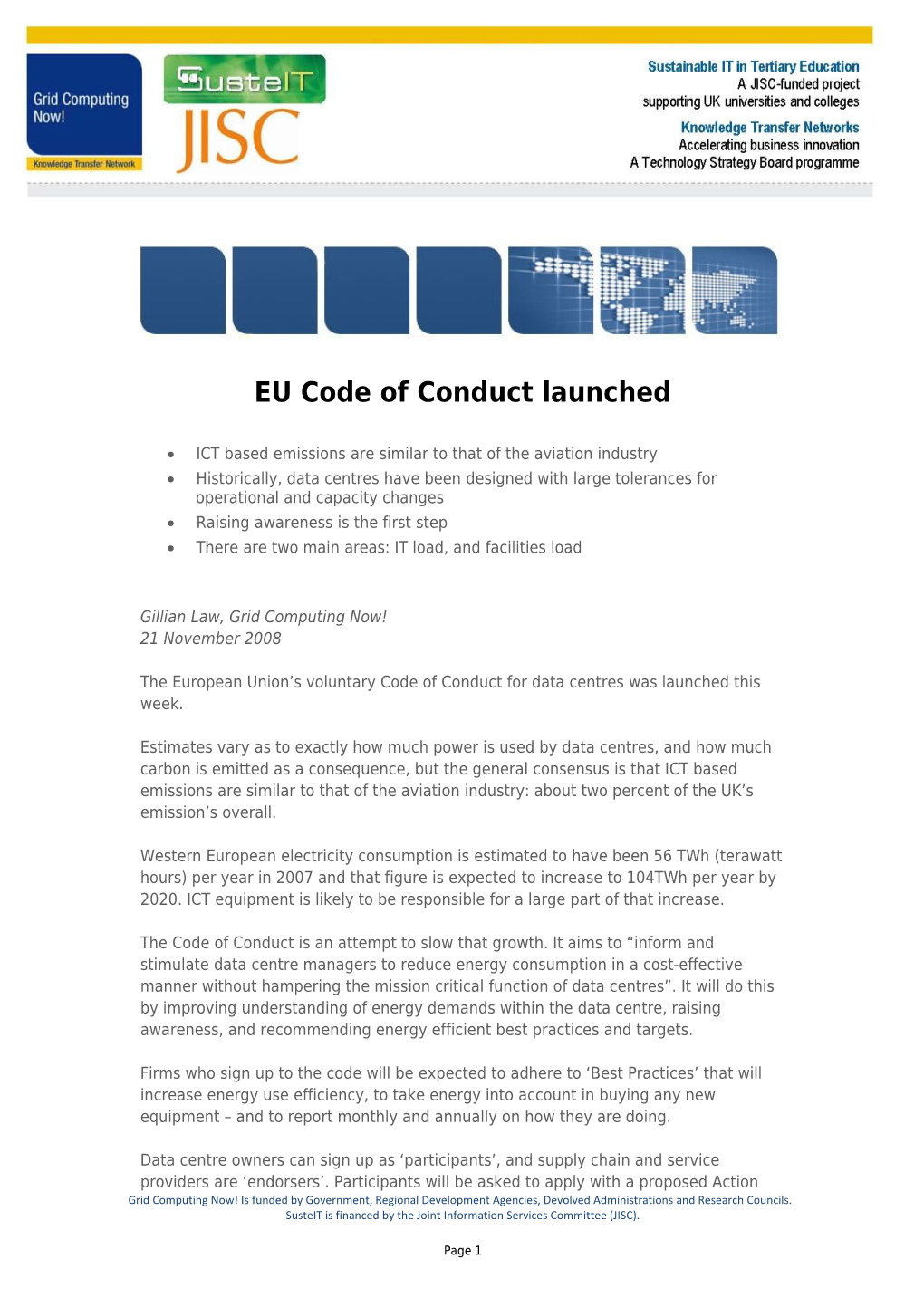 EU Code of Conduct Launched