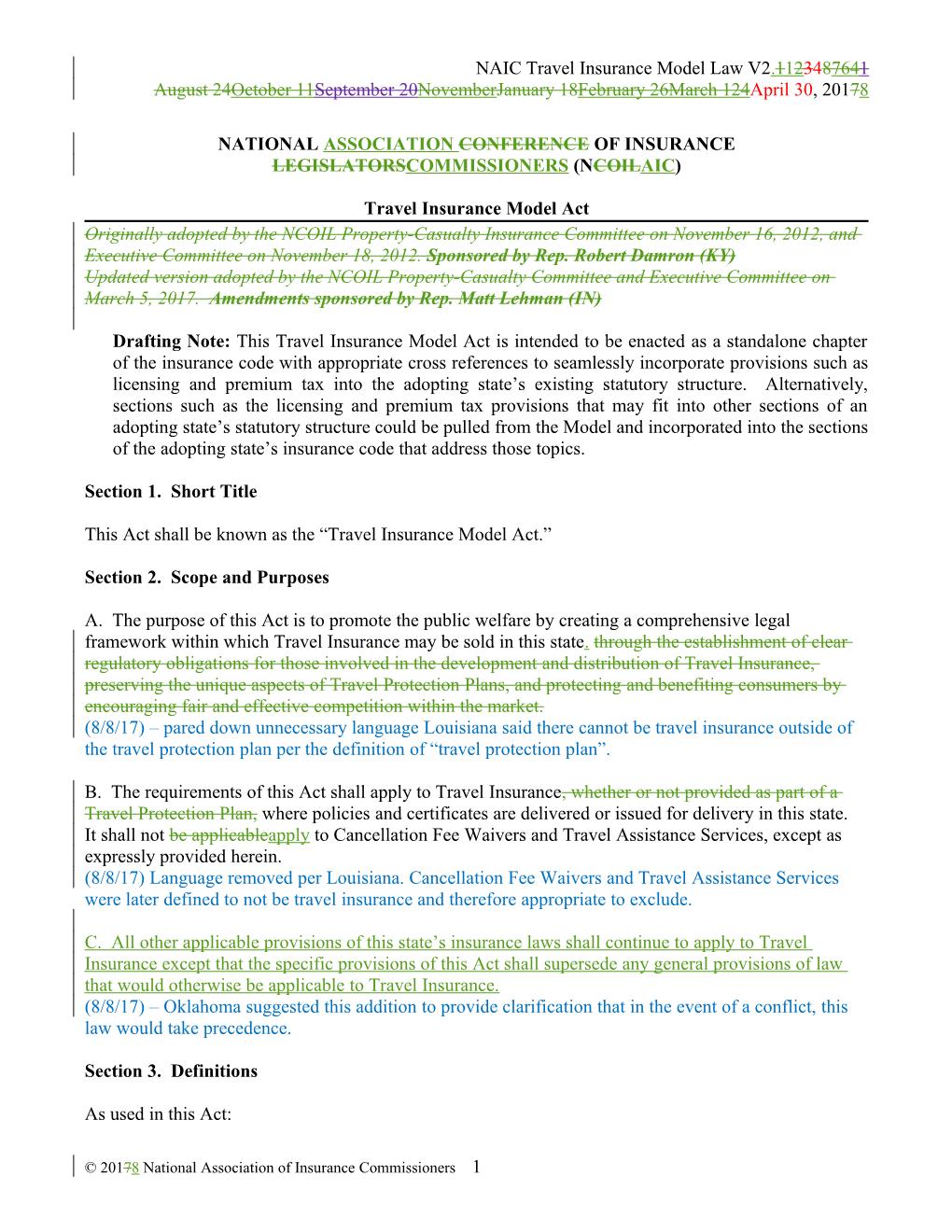 NAIC Travel Insurance Model Law V2.1123487641