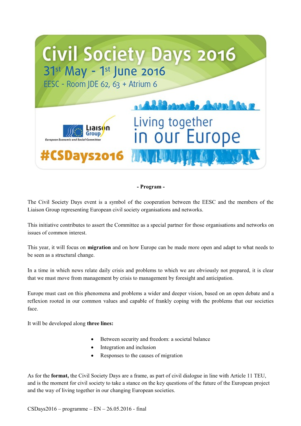 The Civil Society Days Event Is a Symbol of the Cooperation Between the EESC and the Members