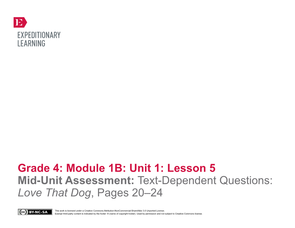 Mid-Unit 1 Assessment: Text-Dependent Questions