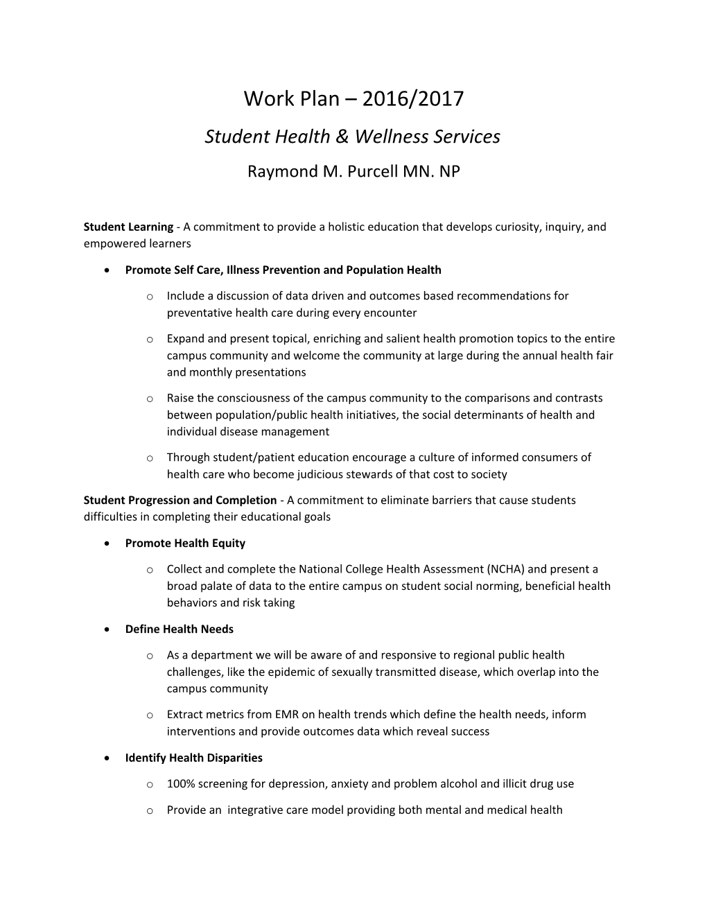 Student Health & Wellness Services