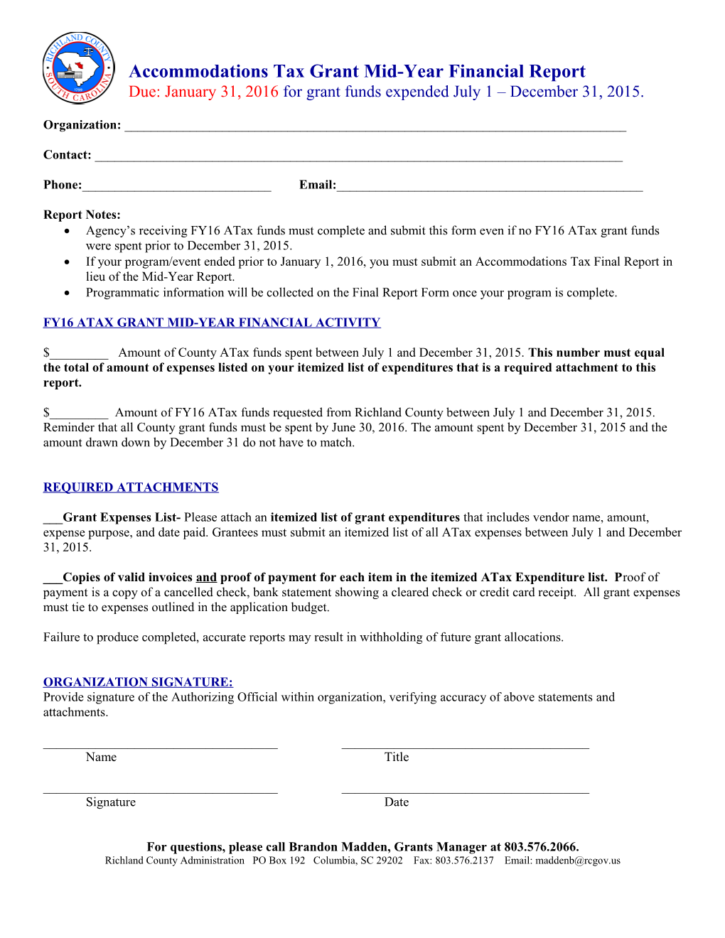 Hospitality Tax Grant Payment Request Form s1