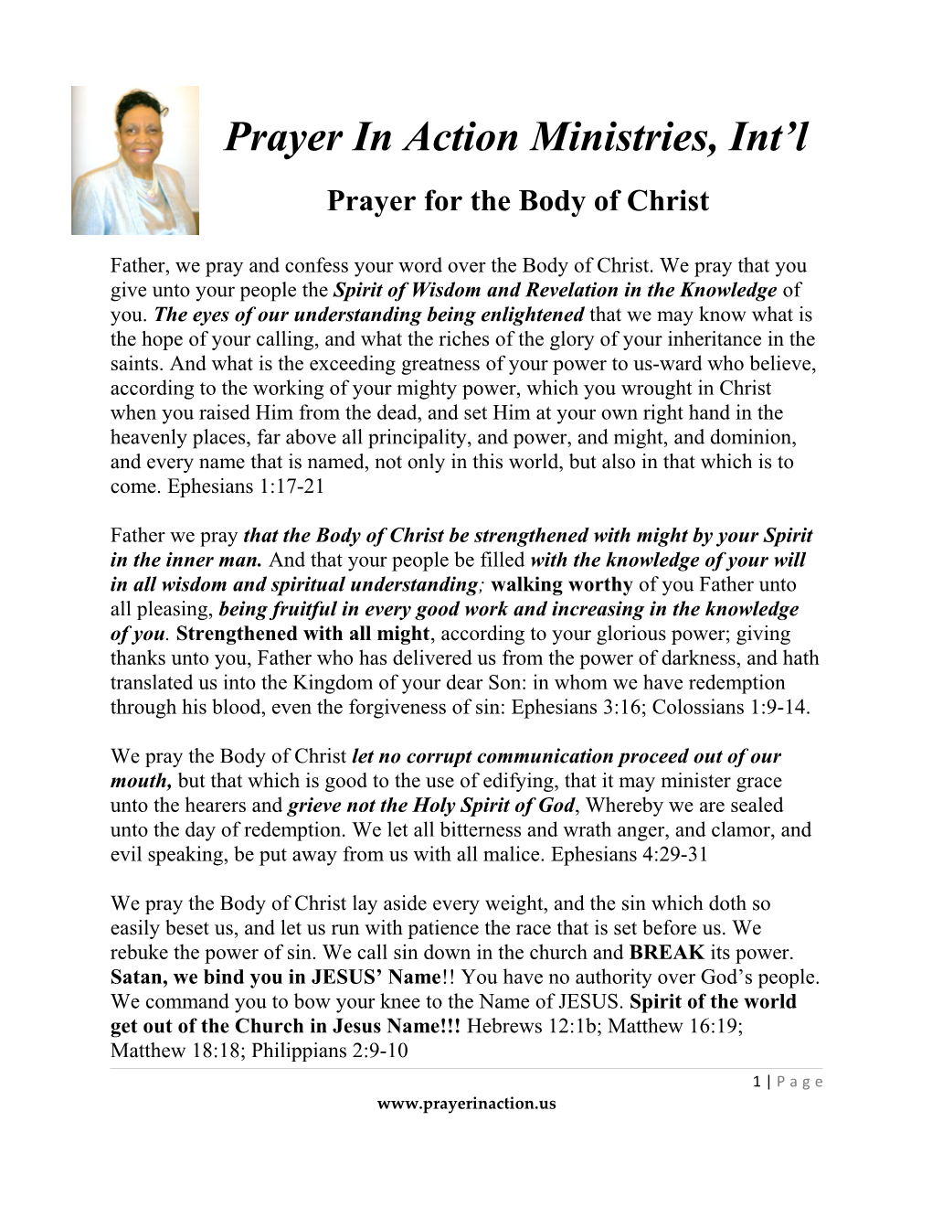 Prayer for the Body of Christ