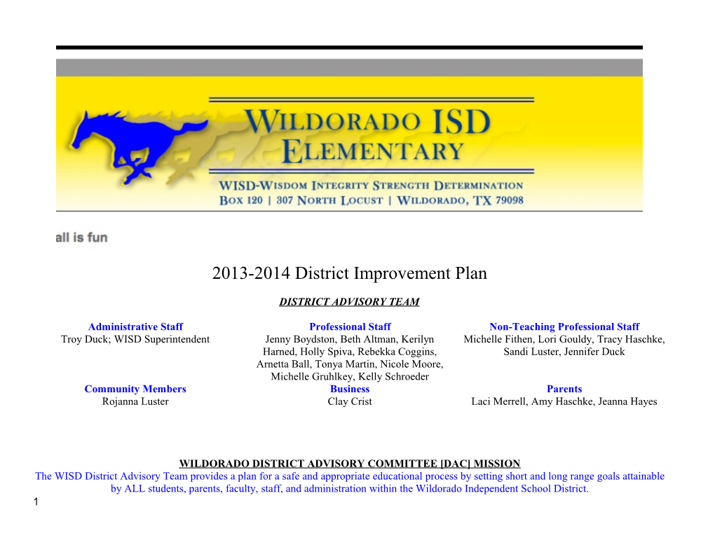 Wildorado District Advisory Committee Dac Mission