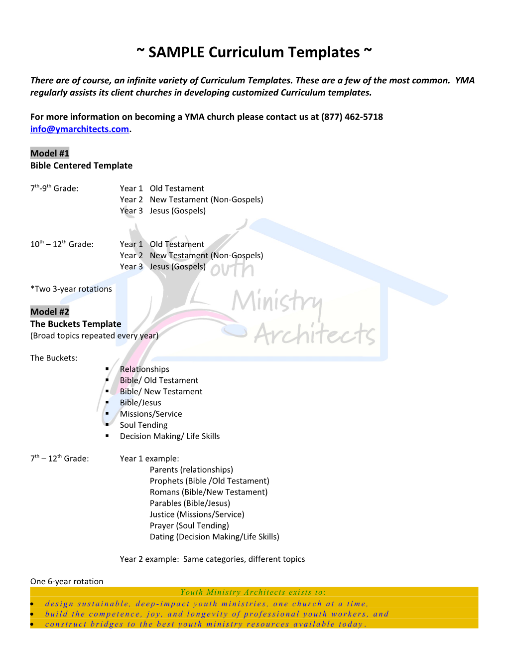 SAMPLE Curriculum Templates