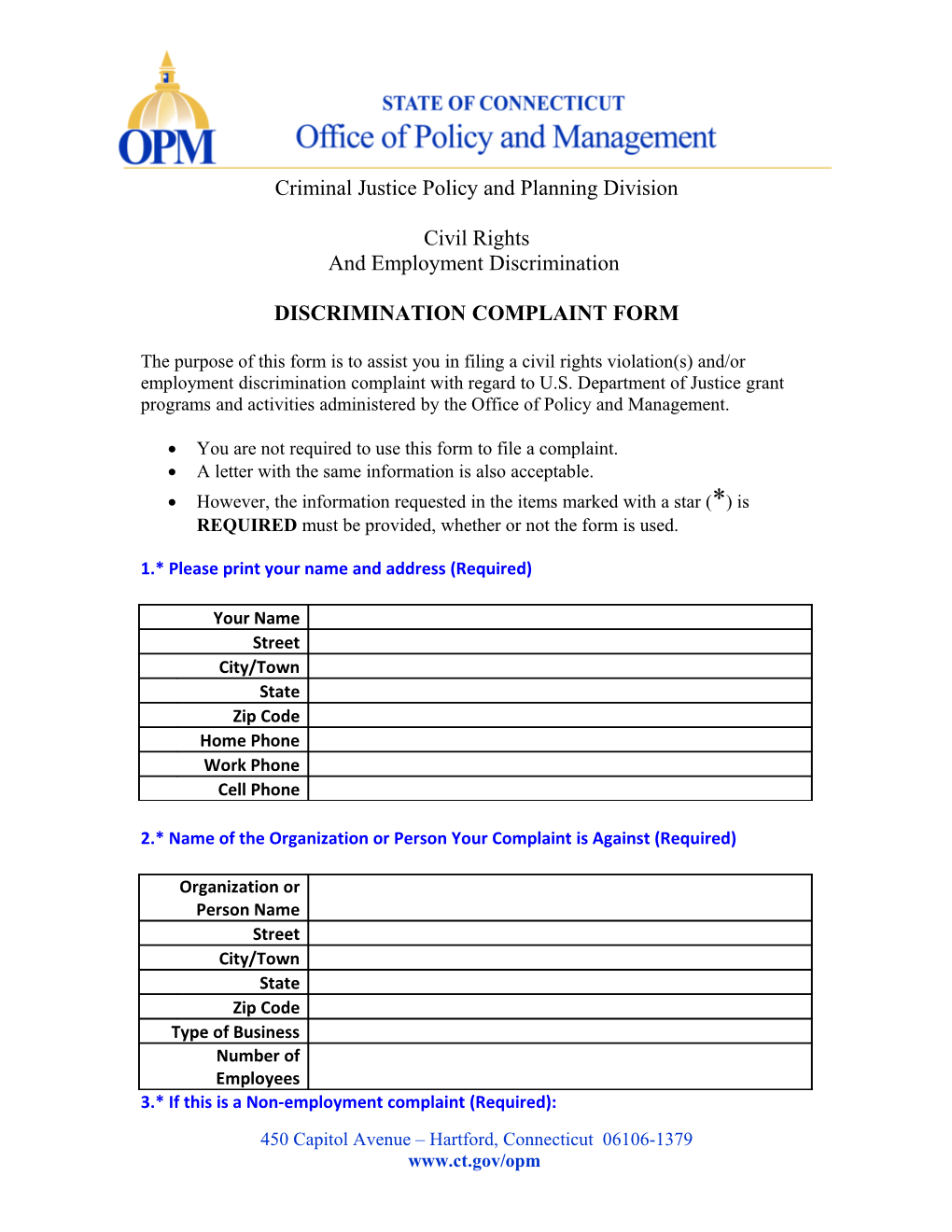 Discrimination Complaint Form