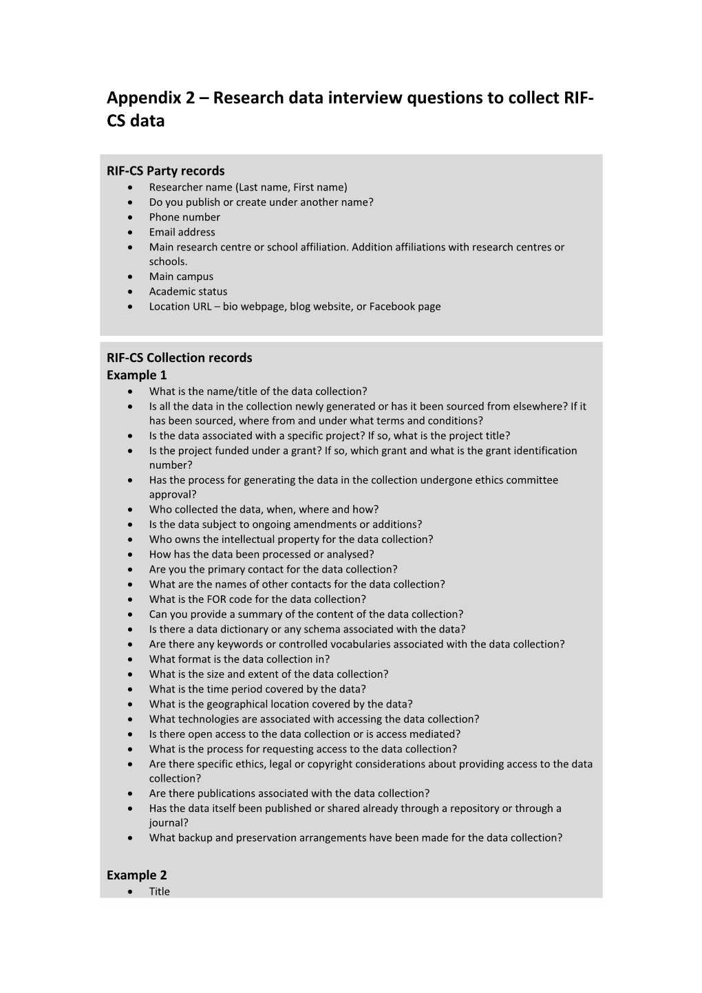 Appendix 2 Research Data Interviewquestions to Collect RIF-CS Data