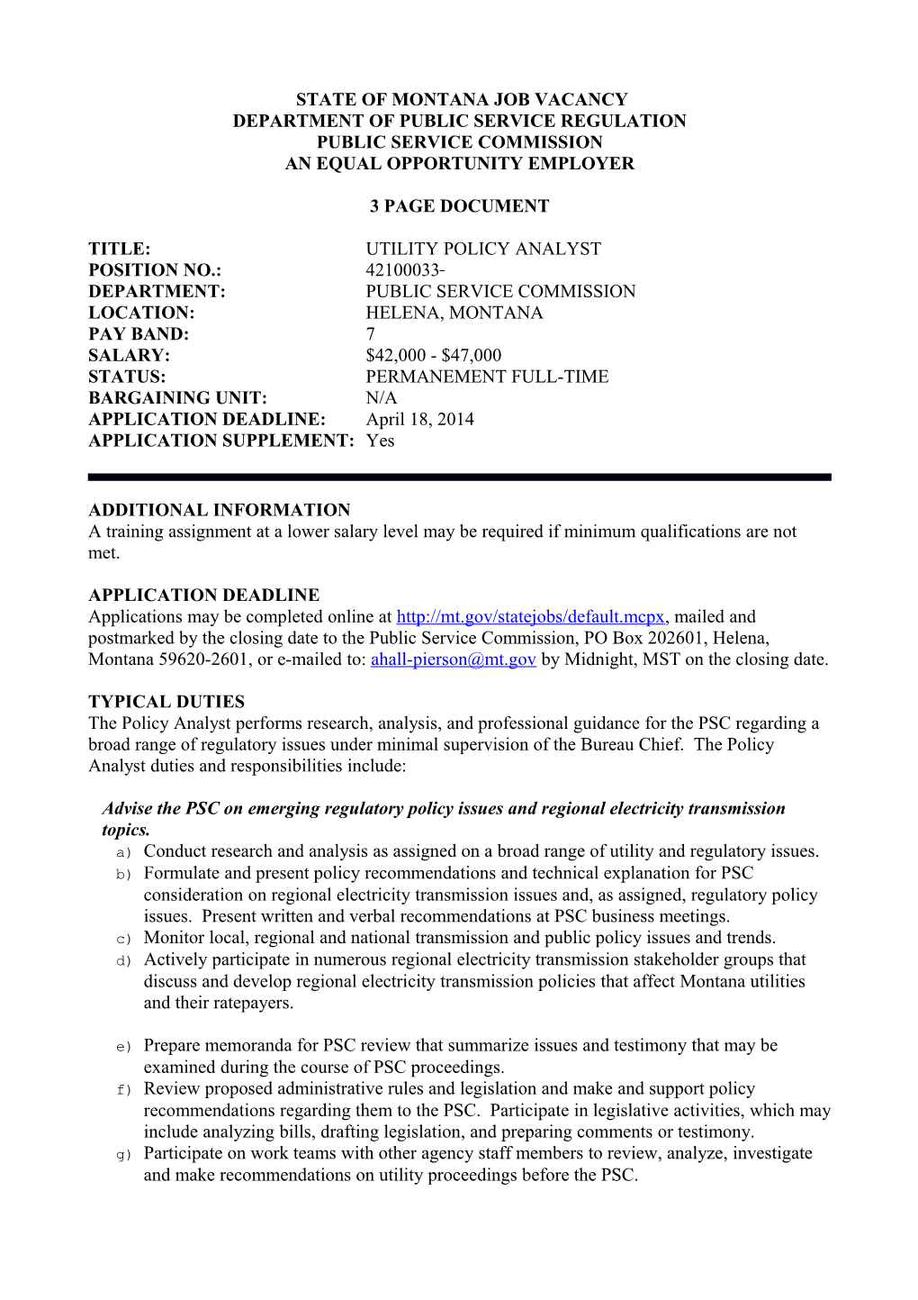 Utility Rate Analyst