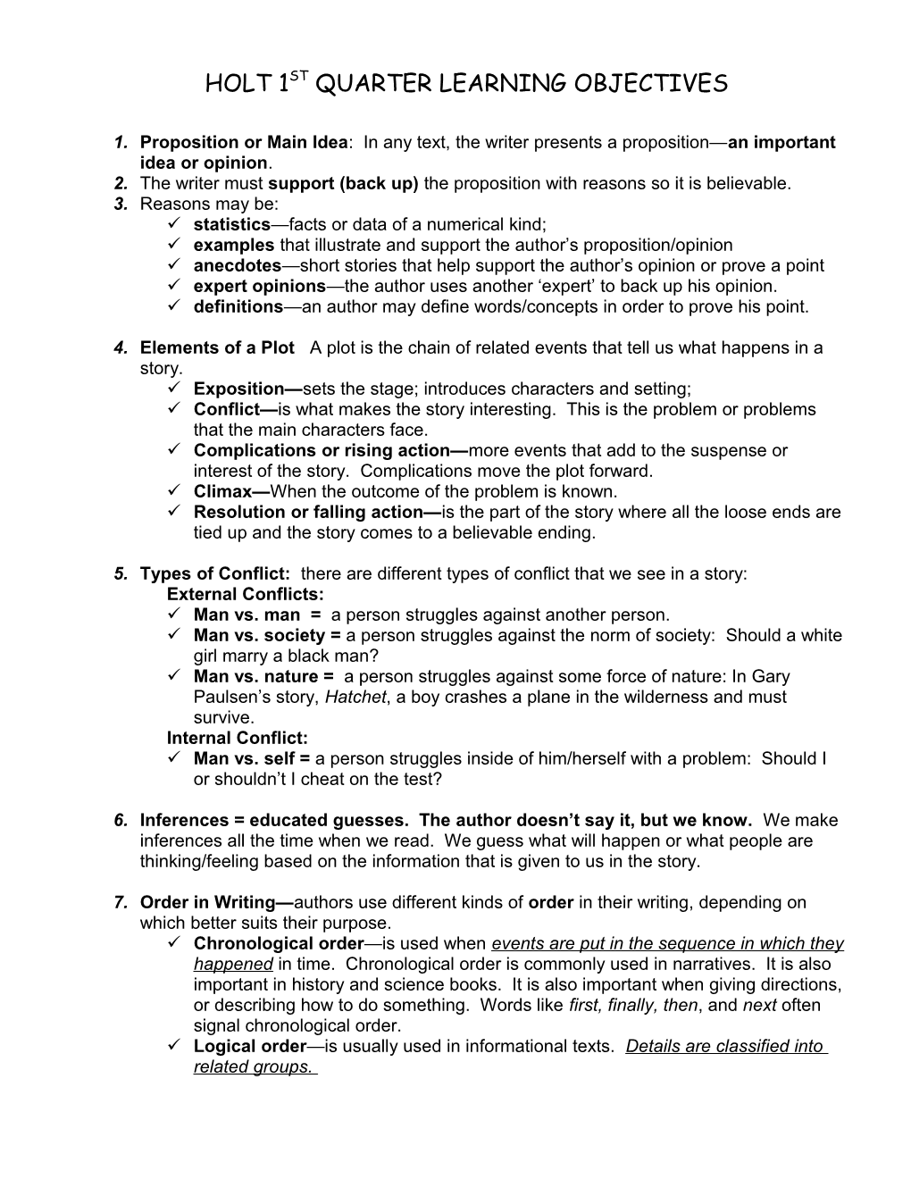 Holt 1St Quarter Test