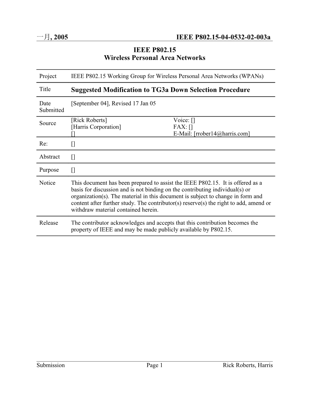 Suggested Modification to Tg3a Down Selection Procedure