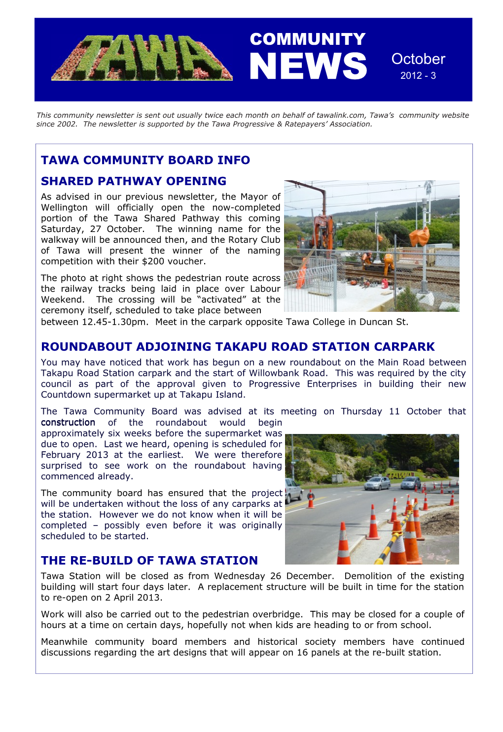 This Community Newsletter Is Sent out Usually Twice Each Month on Behalf of Tawalink.Com