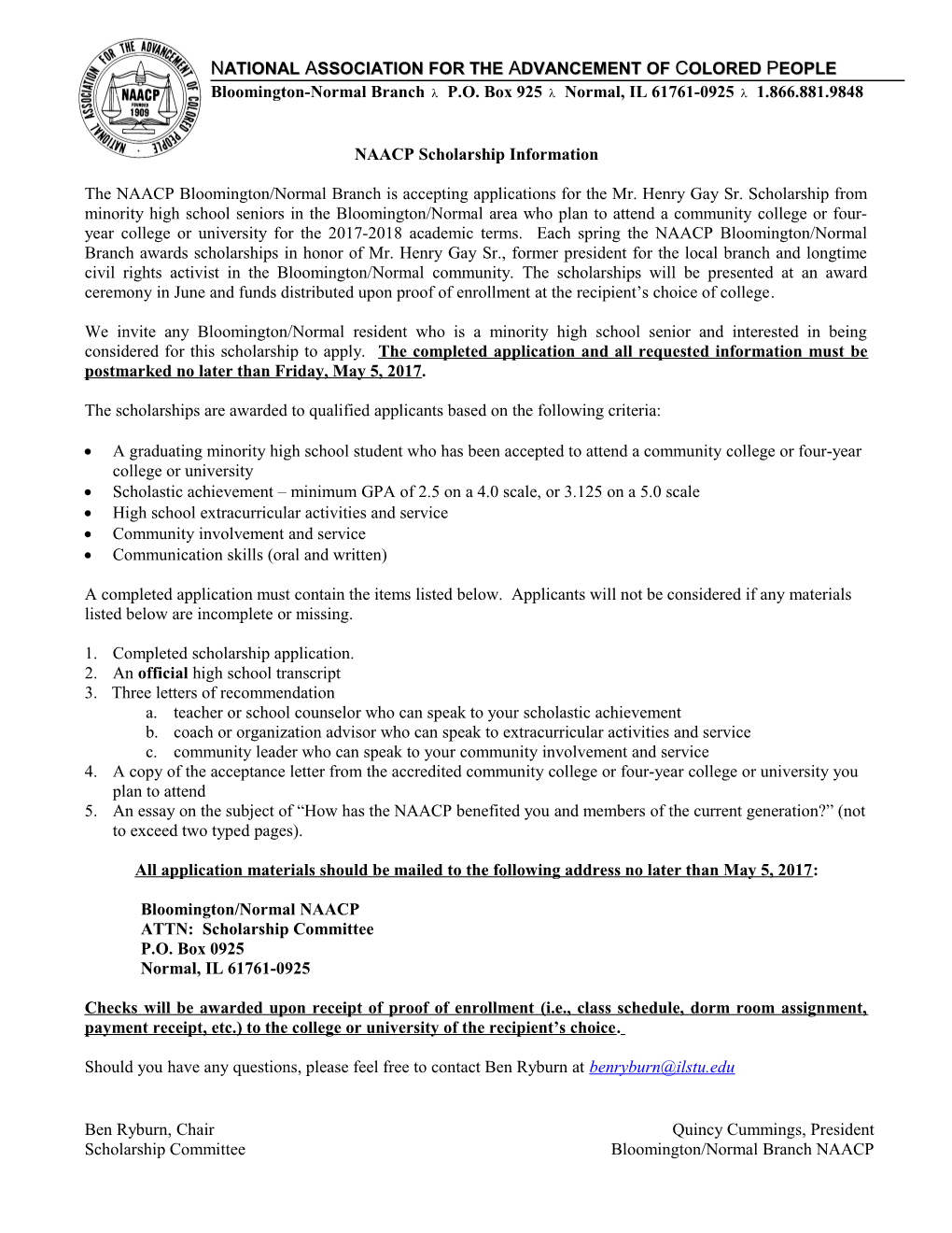 NAACP Scholarship Information