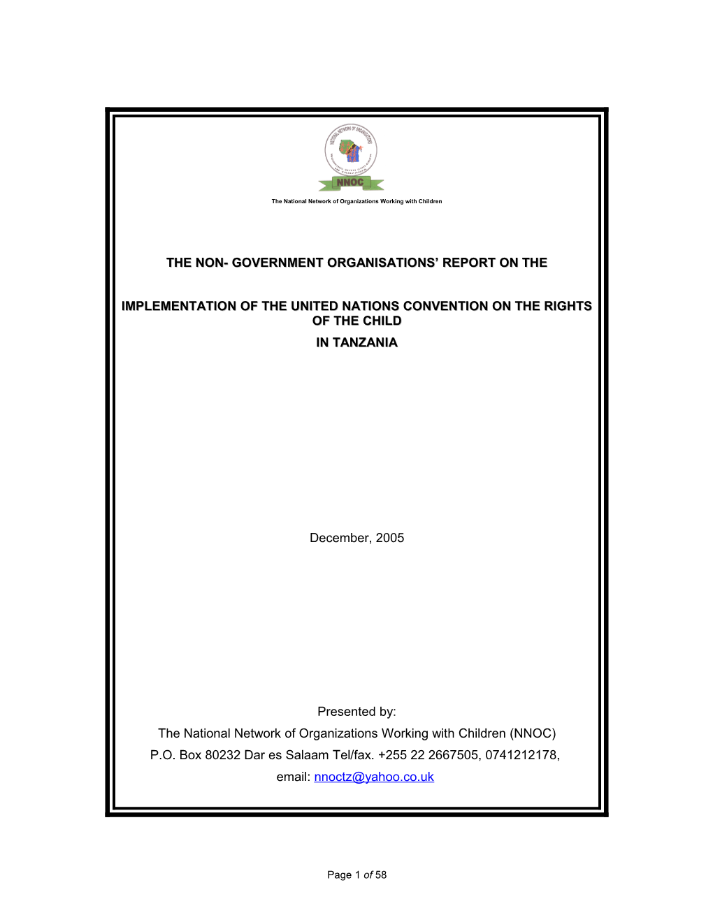 The Non- Government Organisations Report on The