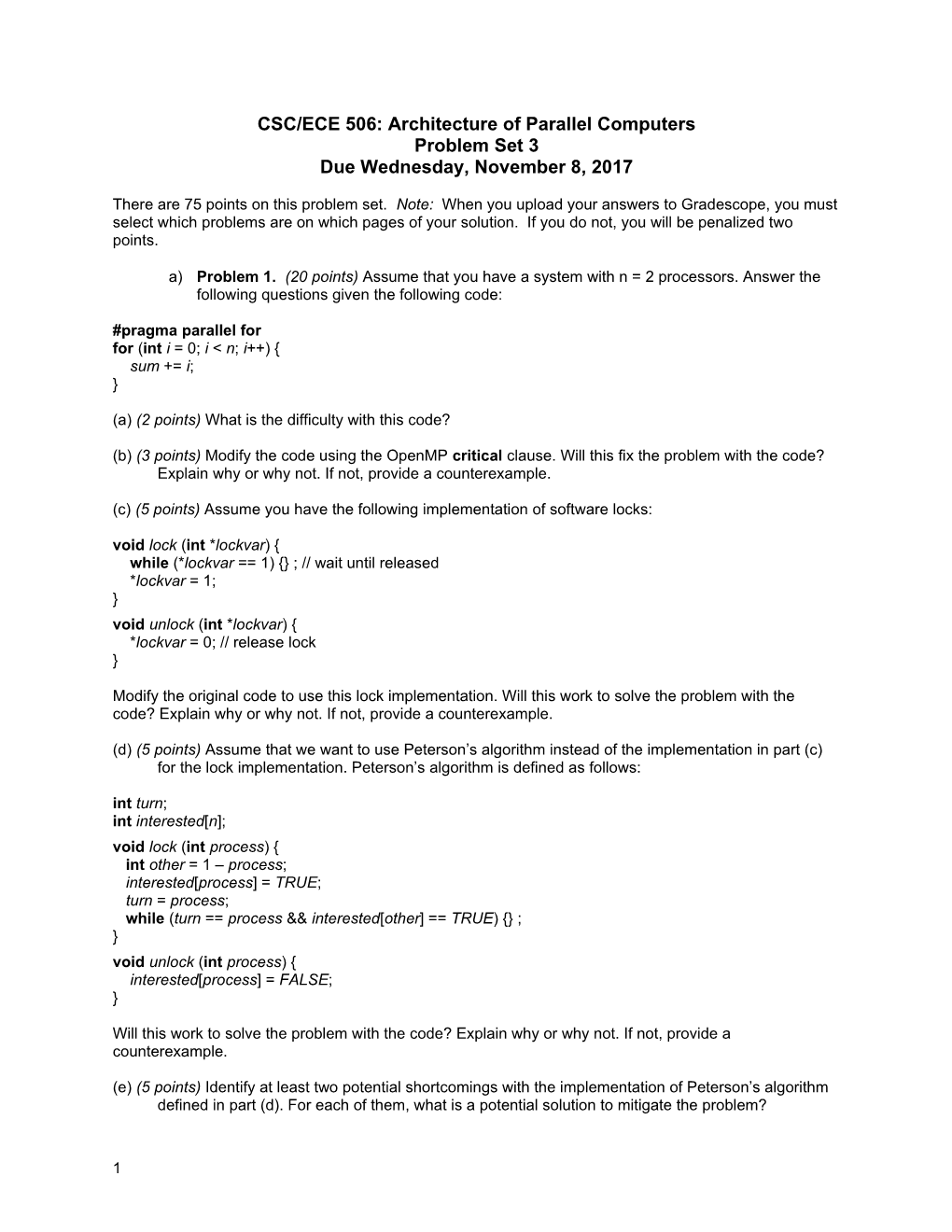 CSC/ECE 506: Architecture of Parallel Computers