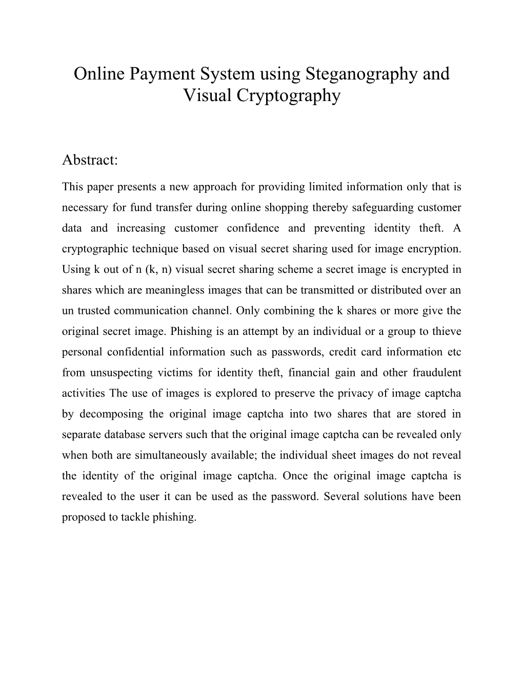 Online Payment System Using Steganography And